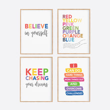 Load image into Gallery viewer, Rainbow Inspirational Playroom Instant Download Set of 4- Happy Joy Decor
