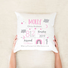 Load image into Gallery viewer, Pink Star And Moon Birth Stat Cushion

