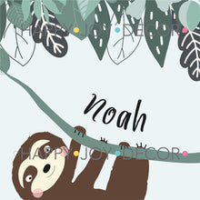 Load image into Gallery viewer, Tree Sloth Boys Personalised Print - Custom Name _ Happy Joy Decor
