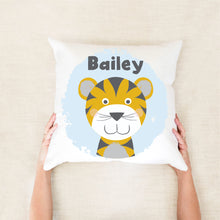 Load image into Gallery viewer, Tiger personalised kids cushion - HAPPY JOY DECOR
