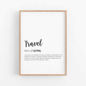 Travel Definition Print - Gift idea for travellers