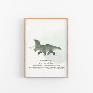 Triceratops Definition Print - Happy Joy Decor
