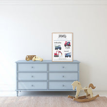 Load image into Gallery viewer, Truck Nursery Birth Print

