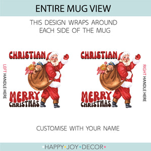 Vintage Santa Clause Personalised Christmas Mug - Happy Joy Decor