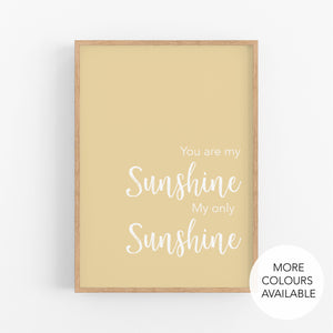 You Are My Sunshine Wall Print - Girls Bedroom Nursery Wall Decor - Happy Joy Decor